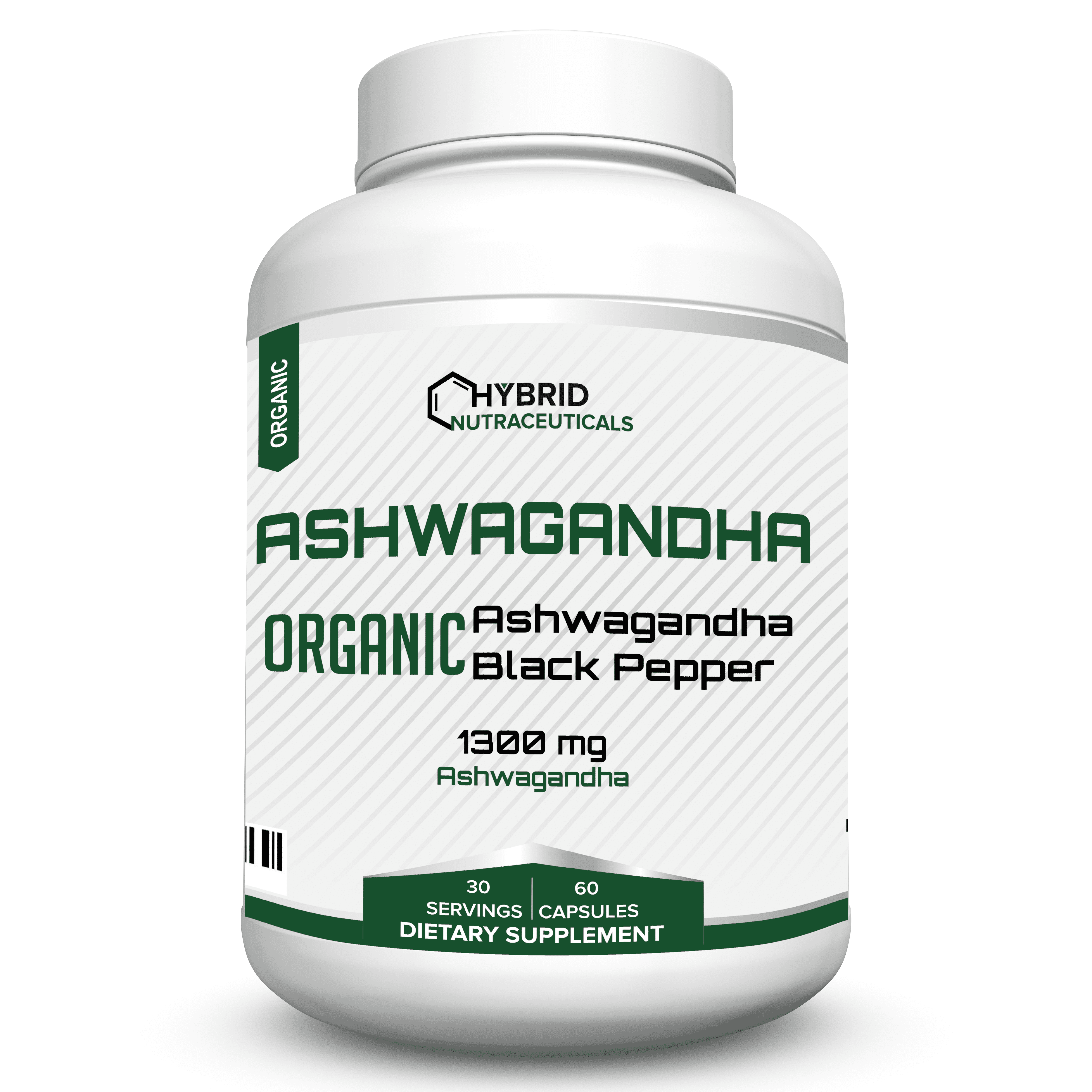 Organic Ashwagandha Capsules, 60 Ashwagandha Powder Capsules (1300 mg