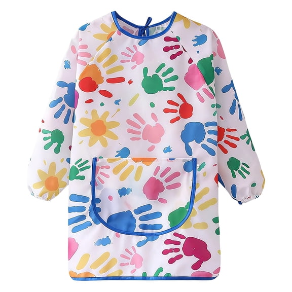 Tiijoy Kids Waterproof Painting Apron with Front Pocket Long Sleeves Art Smock, Sizes 5-7