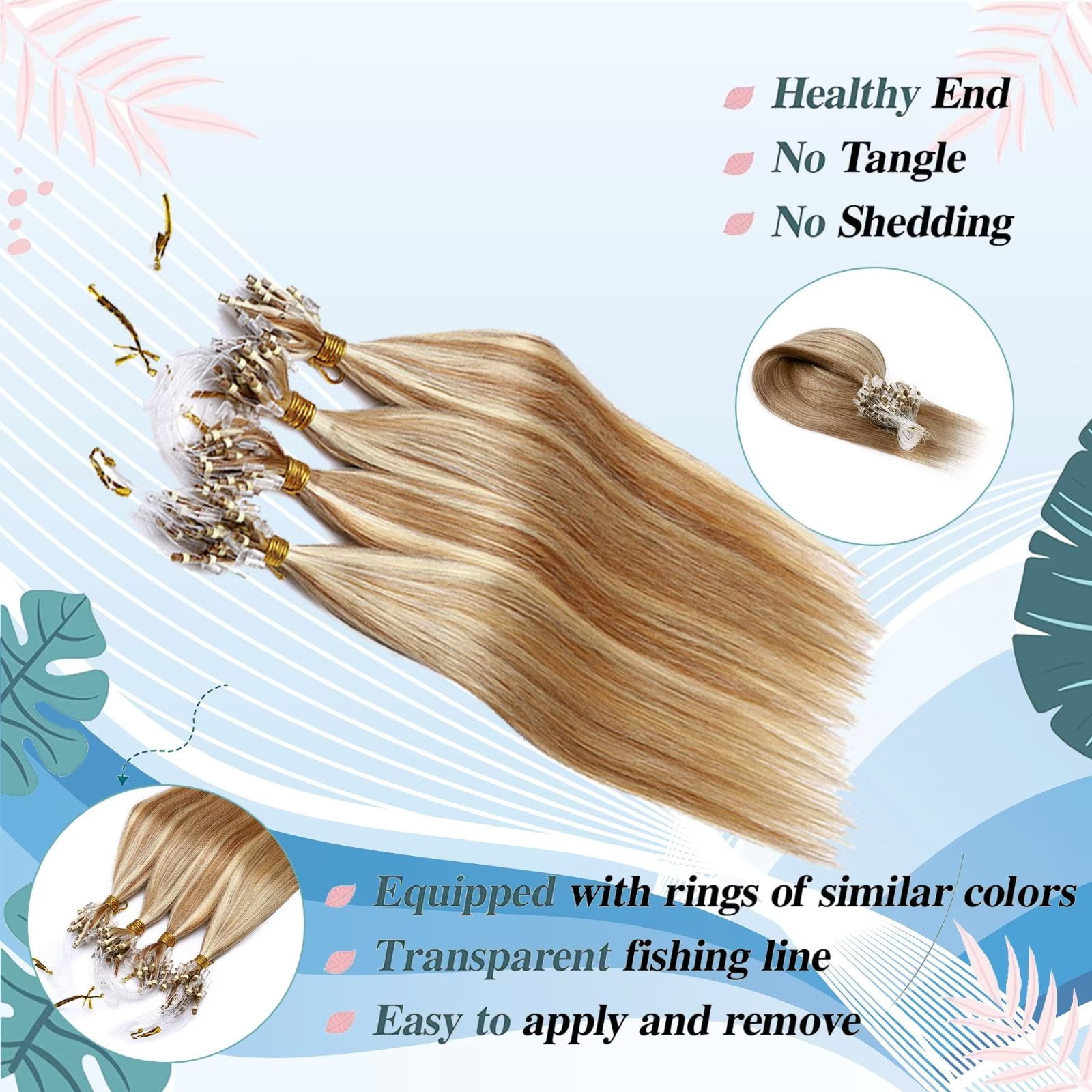 20in Nano Bead Hair Extensions Remy Human Hair 50 Strands 50g Invisible Amazon.com : RUNATURE 20 Inch Nano Ring Hair Extensions Remy  main image 4