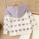 thumbnail image 5 of Blusa de manga larga con capucha para otoño e invierno. Suéter de punto para niña. Chaqueta con capucha en forma de corazón. Top de poliéster con bloques de color para niña., 5 of 8