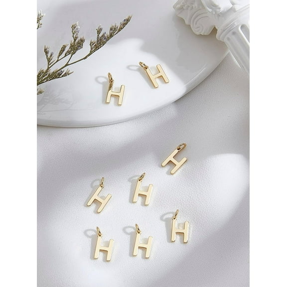 8Pcs 18K Gold Plated Alphabet Letter H Charms A-Z Initial Letter Metal Charms Letter H for Jewelry Handmade Making Supply Gifts DIY Making Necklace Earring Bracelet Creative Gift