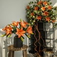 thumbnail image 3 of 1 Branch Artificial Flower No Watering Faux Silk Cloth 2 Heads Spring Lily Simulation Flower Wedding Decoration Photo Prop, 3 of 10