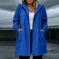thumbnail image 2 of Karight Womens Waterproof Hooded Raincoat Long Sleeve Zip Up Drawstring Waist Adjustable Cuffs Mid Length Windproof Trench Jacket with Pockets, 2 of 7