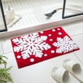 thumbnail image 2 of Christmas Snowflake Floor Mat 15.75×23.62in – Red Water-Absorbent Antislip Carpet for Bathroom, Entryway, Toilet & Holiday Decor, 2 of 5