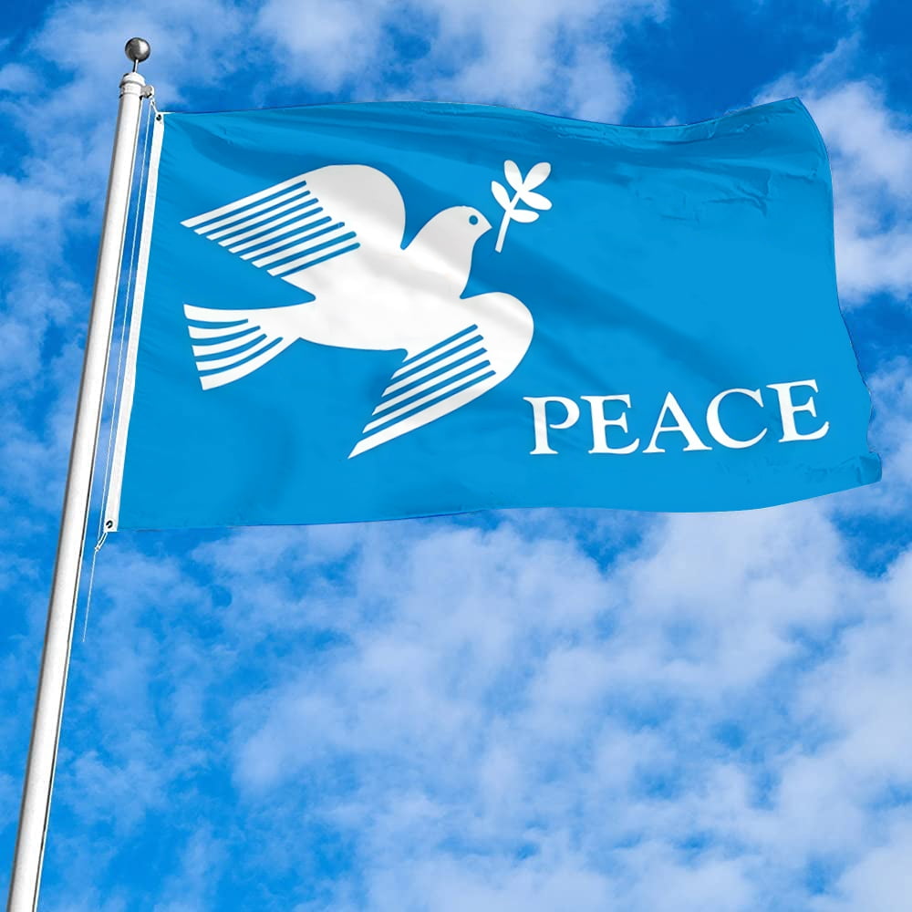 Dutern Double Sided The dove of peace love Peach Flag Banner 3 Ply with Brass Grommets 3x5 Feet