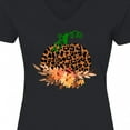 thumbnail image 4 of Inktastic Cheetah Print Pretty Pumpkin with Fall Leaves Women's V-Neck T-Shirt, 4 of 5