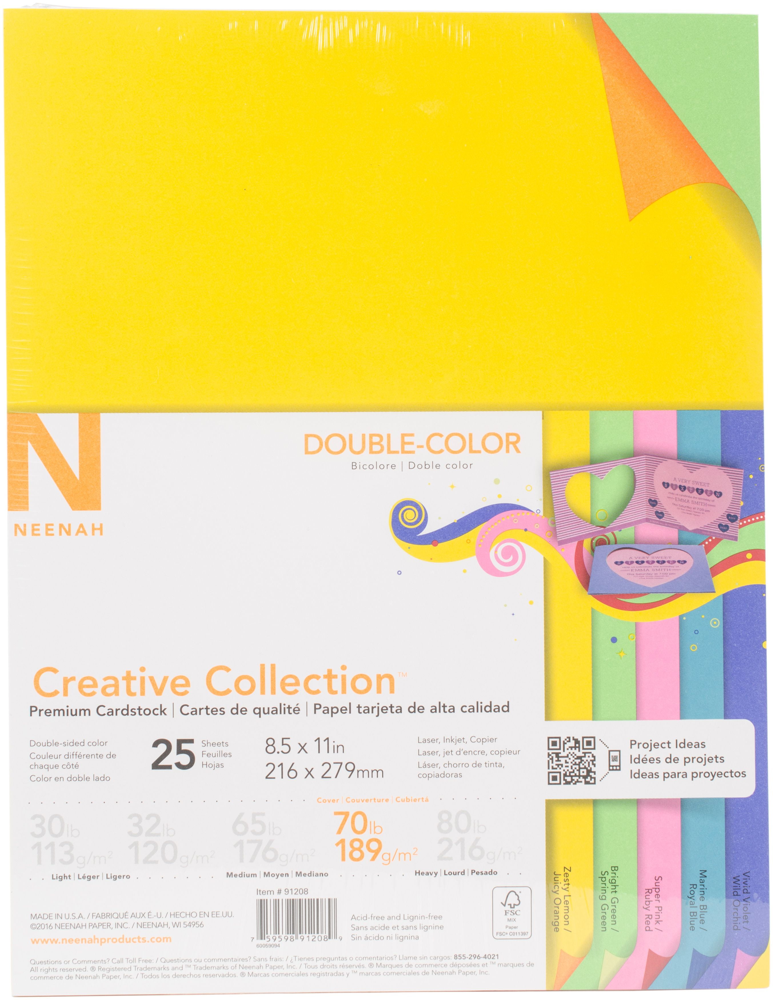 Creative Collection Cardstock Pack 8.5"X11" 25/Pkg5 Double Colors