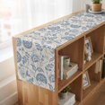 thumbnail image 6 of Blue Paisley 70 Inch Table Runner, Vintage Boho Flower Botanical Leaf Branch Farmhouse Dresser Scarf Cotton & Linen Tablerunner for Dining/Kitchen Island/Holiday Party Décor 13" x 70", 6 of 9
