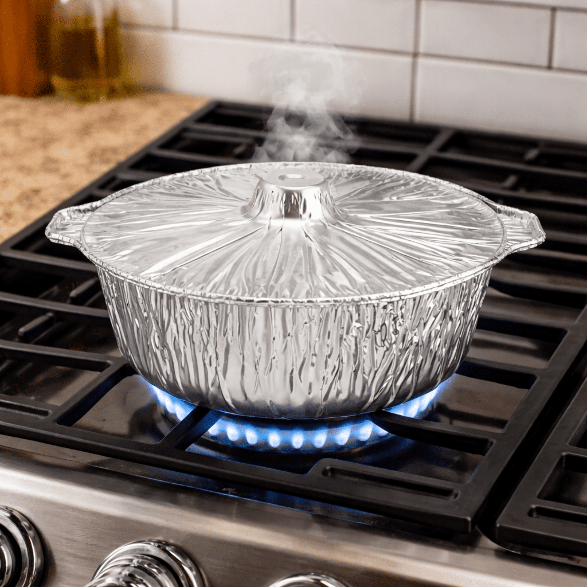 Jet Foil Disposable Aluminum 4Qtz, Medium Pot With Lid Good to use