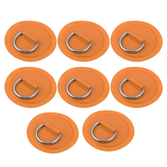 8pcs 8cm Orange D Ring Patch Stainless Steel Round Shape D Ring Pads for Surfboard Inflatable Boat Kayak Canoe Deck