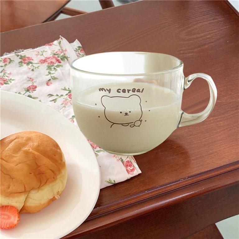 Cute Scarf Bear Glass Cup Transparent Coffee Tea Mug Drinks Dessert  Breakfast Milk Cup Glass Mugs with Handle Drinkware