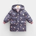 thumbnail image 2 of Abtuhar Toddler Kids Boys Girls Fall Winter Hooded Casual Outerwear and Jackets Winter Floral‑print Thick Padded Coat with Zip Buttons and Pockets for 1‑8 Years, 2 of 4