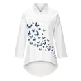thumbnail image 5 of HAPIMO Women's Long Sleeve Shirts Button Down Lapel Collar Sweatshirt Flower Print Tops Gifts for Women Casual Loose Pocket Tee Shirt Relaxed-Fit Pullover Blouse Fashion Clothing Blue XXL, 5 of 5