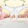 thumbnail image 4 of Elainilye Fashion Womens Crotchless Panties Set Sexy Transparent Underwear Sling Solid Color Thong Underwear,White, 4 of 5