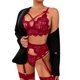 thumbnail image 1 of Gibobby Conjunto ropa interior mujer Conjunto de ropa interior de encaje para mujer, conjunto de ropa interior y ropa interior de encaje con correa(Vino, M), 1 of 5