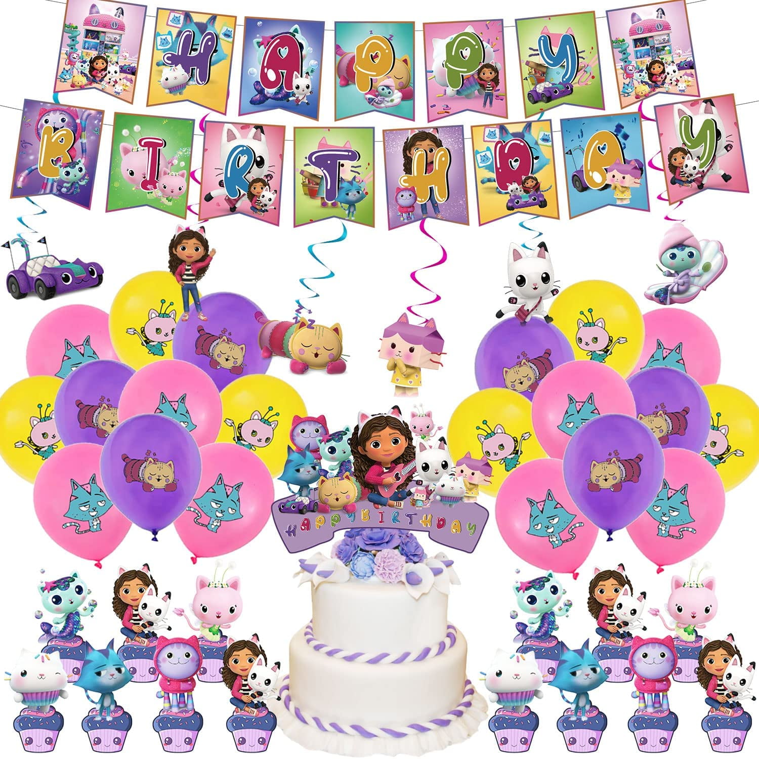 56 PCS Gabby Birthday Party Supplies for Girls - Italy