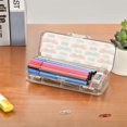 thumbnail image 7 of Plastic Pencil Box Large Capacity Pencil Boxes Clear Boxes with Snap-Tight Lid Stylish Office Supplies Storage Organizer Box Green and Peach Bow Pattern, 7 of 7