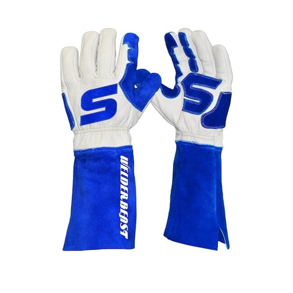 Welding Gloves, Cinched Wrist Cuff, English Thumb, Buffalo, M, 1 PR