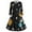 Black, variant on Women's Vintage Collar Planet Print A-Line Flare Party Dress