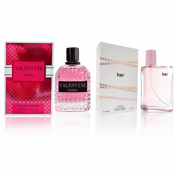 Valentine Donna Eau de Parfum&Her Perfume for Women, Sweet Feminine Notes, Fruits, Florals,Musk Fragrance, Refreshing Floral 100ml*2