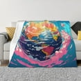 thumbnail image 1 of Balery Colorful Whimsical Earth Manta de Franela con Dibujo, Lujo Ultra Suave y Cálido, Antipelusa y Resistente a las Arrugas para Cama, Sofá, Camping -50"x40", 1 of 6