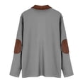 thumbnail image 7 of Kinrui Men's Waffle Knit Henley Sweatshirts Casual V Neck Long Sleeve Stand Collar Tops Patchwork Muscle Pullover Sweatshirt with Elbow Patch Brown L, 7 of 7