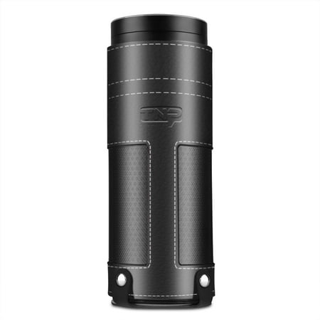 Case Black Auto Travel Accessories (Case for Amazon Echo (Black) - Premium PU Leather Cover Sleeve Skins Carrying Storage Travel Bag with Holding Strap & Carabiner Hook Protective Accessory for Amazon Echo Portable Bluetooth)