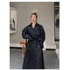 thumbnail image 5 of Gabardina para mujer, Chaqueta larga holgada de gran tamaño, manto de dama con cinturón y doble botonadura, cortavientos gris, 5 of 5