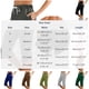 thumbnail image 4 of TaTaai Women's Sports Casual Capris Pants Slit Hem High Waist Elastic Drawstring Side Pockets Back Pockets Solid Color 7-Point Length Trousers Spring Summer Bottoms Gift, 4 of 7