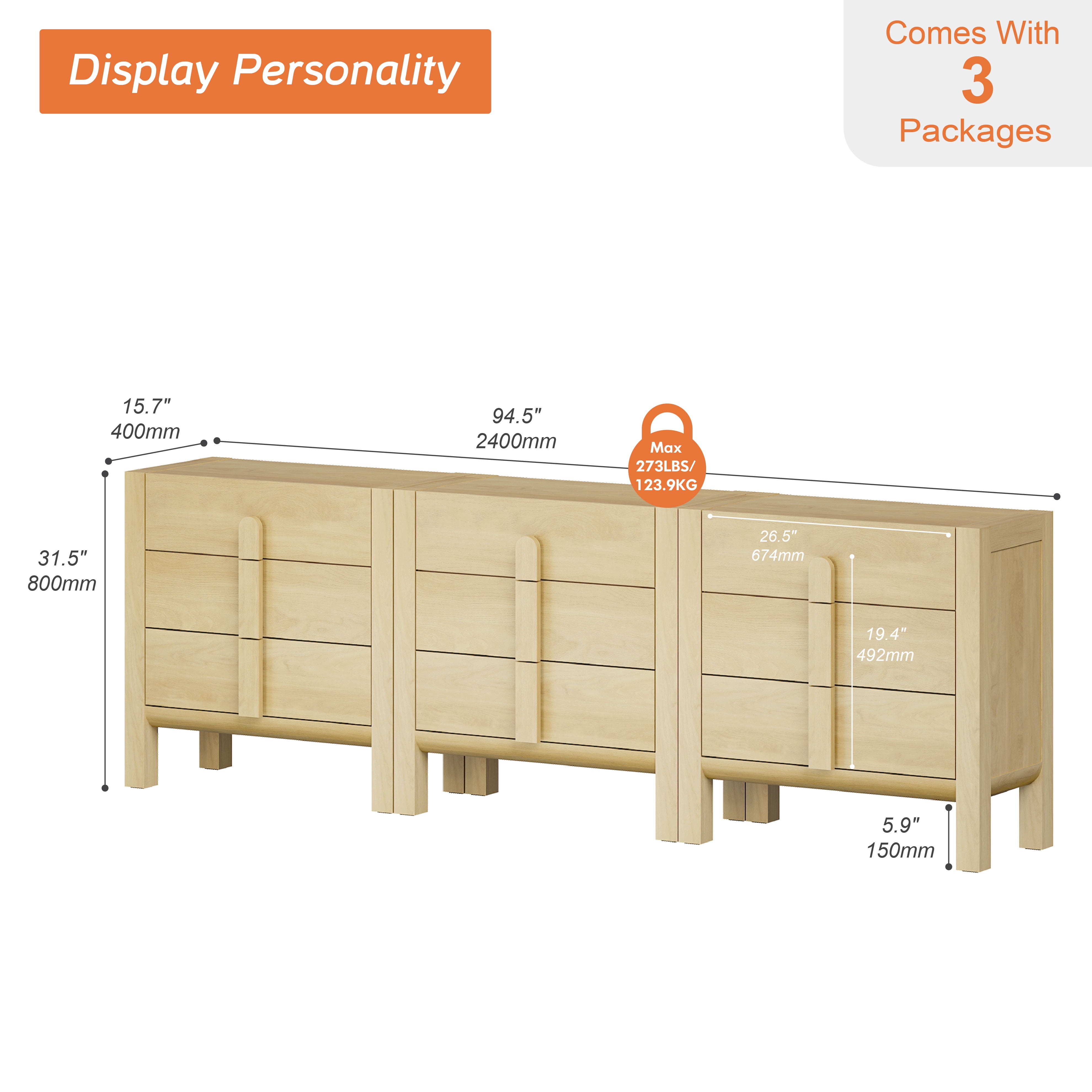 9 Drawer Dresser for Bedroom, Mid-Century Modern Chest of Drawers with Storage,Wooden 3-In-1 Dresser for Living Room, Bedroom, Entryway