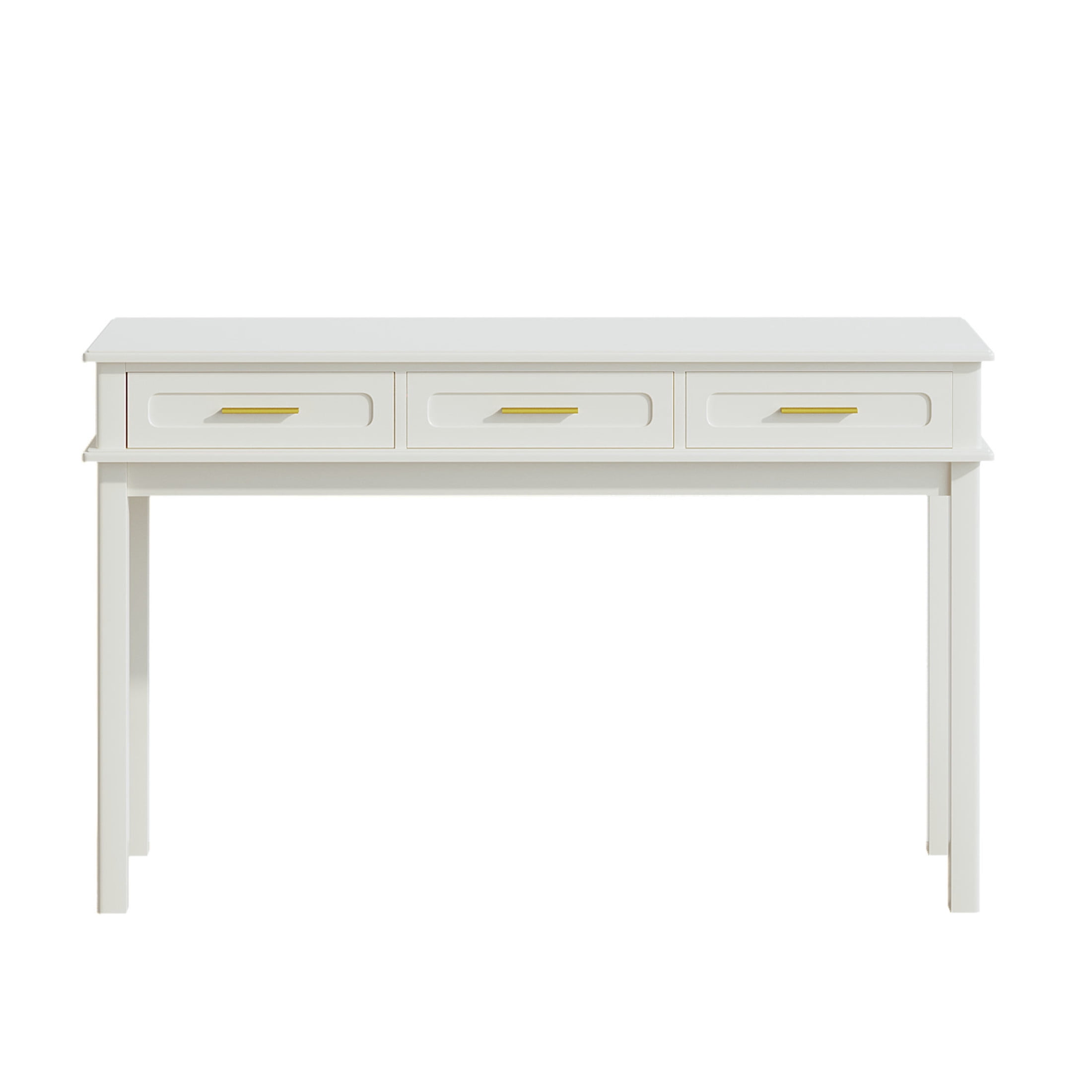 Noble House 47" Multipurpose Vanity Desk, Modern Makeup Table with 3 Drawers and High-Gloss Finish, White