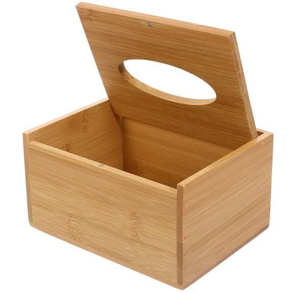 Milisten Bamboo Tissue Box Cover for Storage Use Khaki Color Simple and Stylish Design 7.5 x 4.2 x 3.8 Inches