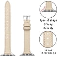thumbnail image 2 of KOMI Slim Leather Bands Compatible with Apple Watch Band 38mm 40mm 41mm 42mm 44mm 45mm 49mm, Top Grain Leather Watch Thin Wristband for iWatch Ultra SE Series 9/8/7/6/5/4/3/2/1 Beige, 2 of 7