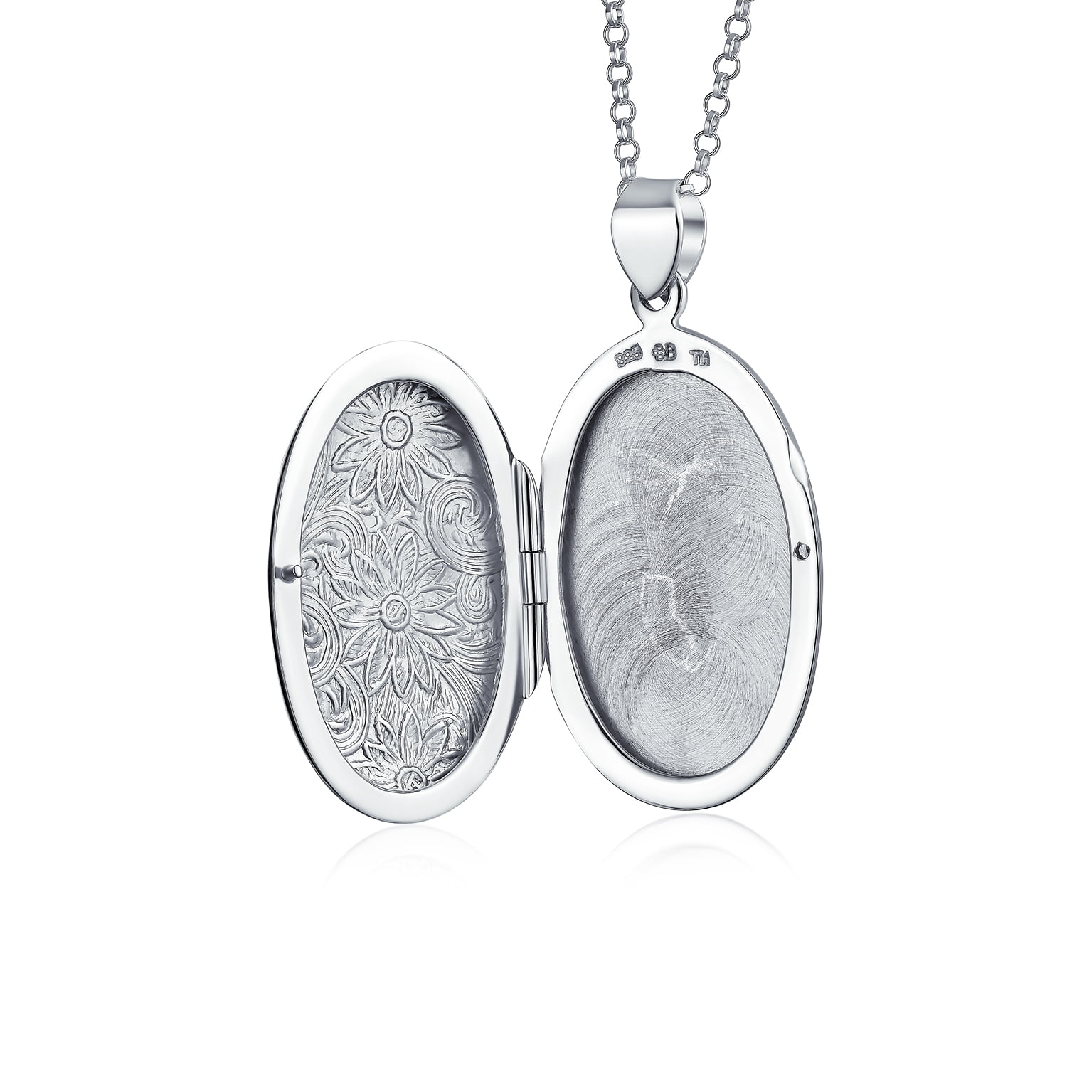 Embossed Sunflower Photo Oval Lockets 