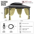 thumbnail image 2 of Pakunoda 12' X 6.5' Gazebo Universal Replacement Privacy 4-Panel Curtains, Waterproof Outdoor Curtains Light Yellow Sidewall with Zipper for Patio Garden Backyard 12' X 12' Gazebo, Curtain Only, 2 of 8