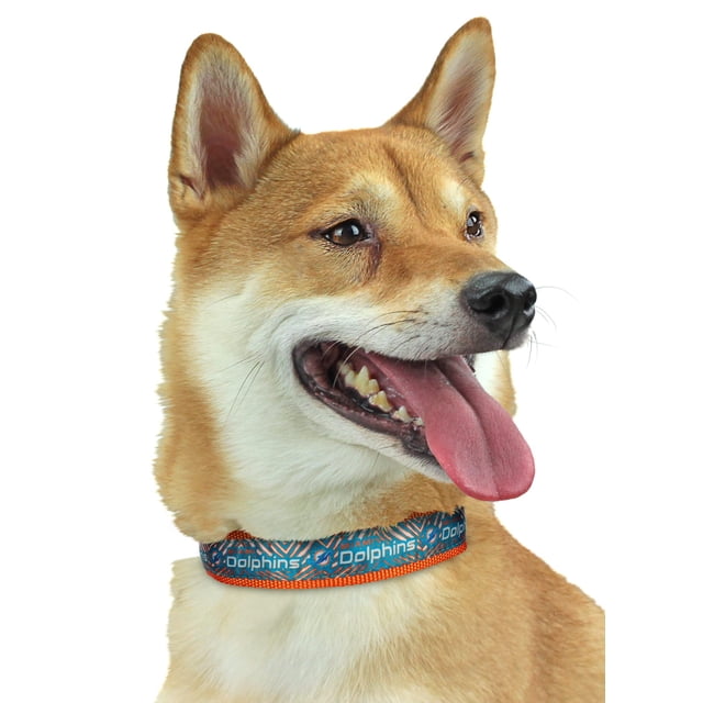 Zubaz NFL Team Adjustable Pet Collar for Dogs & Cats Miami Dolphins Large