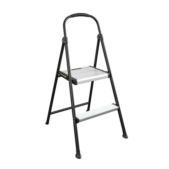 COSCO Two-Step Folding Steel Step Stool with Rubber Hand Grip, Black