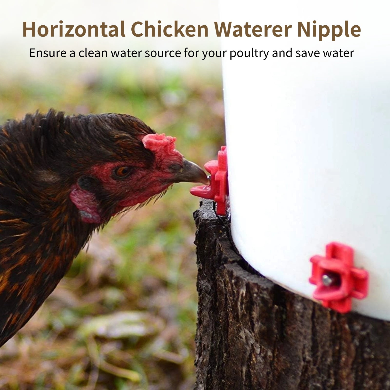 40PCS Horizontal Chicken Water Nipple Kit, Automatic Poultry Water Feeder, Outdoor Leakproof Waterer for Water Buckets Chicken Coop