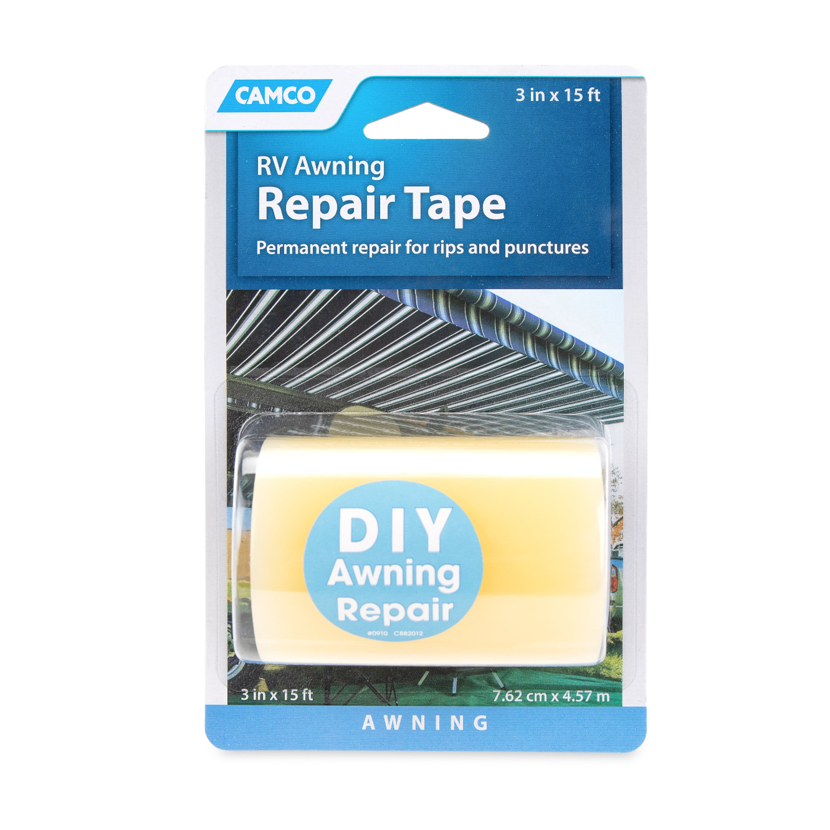 (2 pack) Camco Awning Repair Tape - Weather-Resistant Adhesive - 15-feet x 3-inches - Clear (42613)