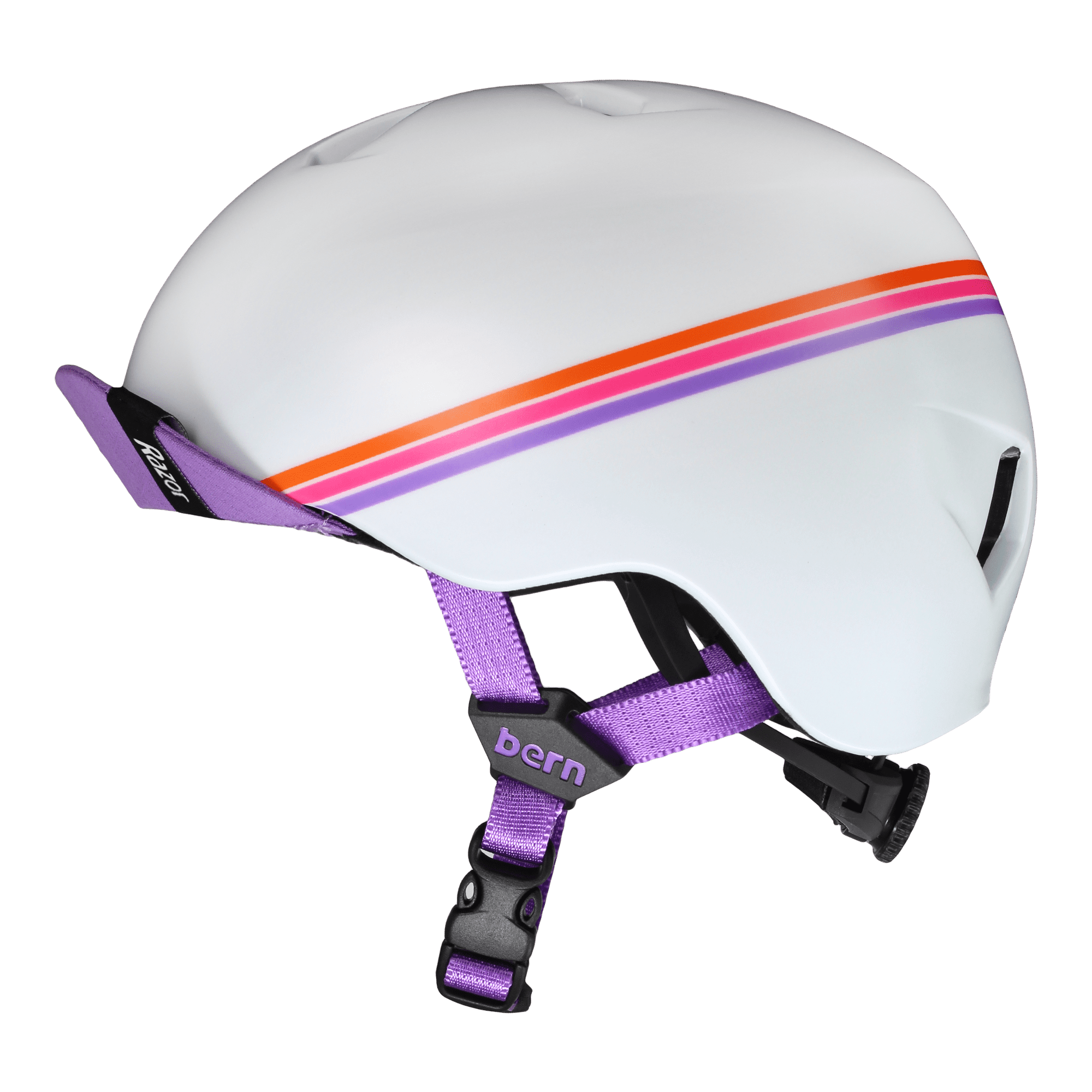 Nino Razor Satin White Purple Sunset Helmet w/ Visor - XS/S