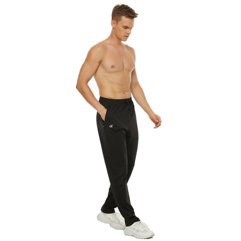 YuKaiChen Men's Running Pants Lightweight Joggers Athletic Pants with  Zipper Pockets Black L