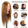 thumbnail image 3 of Mannequin Head with 80% Human Hair - Straight, 26"-28" Doll Head for Cosmetology & Hairdresser (#27 Light Brown), 3 of 4