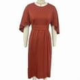 thumbnail image 6 of ZOELNIC Women's Elegant Belted Midi Dress Crew Neck Half Sleeve for Wedding Guest & Cocktail Party, S, 6 of 8