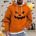 thumbnail image 3 of CONZONE Halloween Mens Hoodies Long Sleeve Hallowmas Pullover Hoodie for Men Funny Pumpkin Face Graphic Hooded Sweatshirts With Pocket, 3 of 5