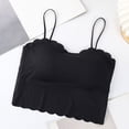 thumbnail image 2 of MDUKONU Womens Scalloped Bulit Iin Self Bra Crop Tank Tops Spaghetti Strap Sleeveless Versatile Summer Going Out Tee Shirts Size: One Size Black, 2 of 3