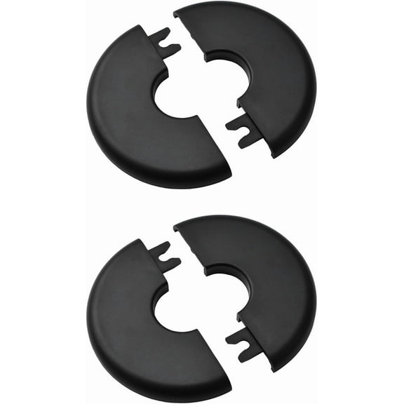 Pipe Wall Covers, 2Pcs Plastic Round Escutcheon Plates Self-Adhesive Pipe Plate Covers Decorative Shower Pipe Covers, Inner Diameter 23.5mm/0.93inch (Black)