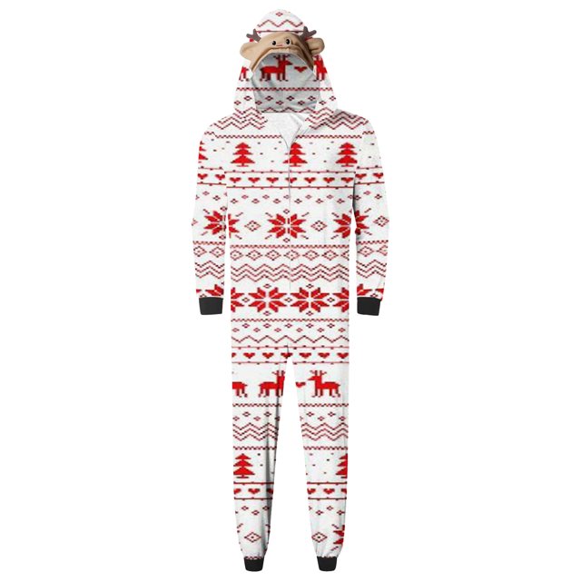 Pyjamas de Noël pour la Famille Ensemble de Noël Parent-Enfant Pyjamas à Capuche Imprimés pour la Maison Combinaison pour Papas Pyjamas de Noël en Liquidation