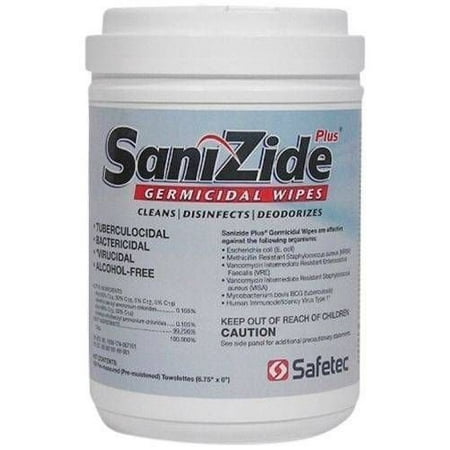 safetec brand sanizide plus germicidal wipes 160 wipes 1 containers