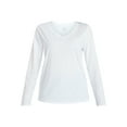 thumbnail image 6 of Time and Tru Women's Cotton V-Neck Tee with Long Sleeves, Sizes XS-XXXL, 6 of 6