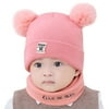 BuleStore Follure Newborn Kids Baby Boy Girl Pom Hat Winter Warm Knit Crochet Beanie Cap Scarf Set